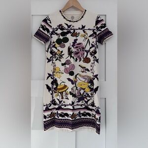 Tory Burch Mushroom Party Purple and Yellow Floral Mini Dress
